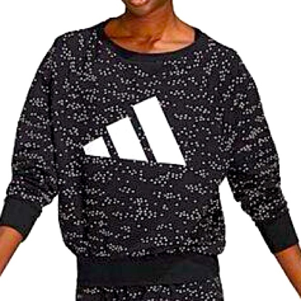 Adidas Women's Black White Winners Badge of Sport Crew Sweatshirt Size Small